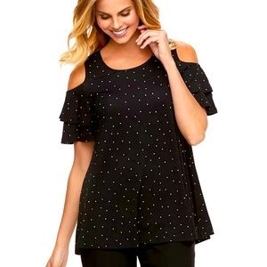ELLE Cold-Shoulder Flounce Top